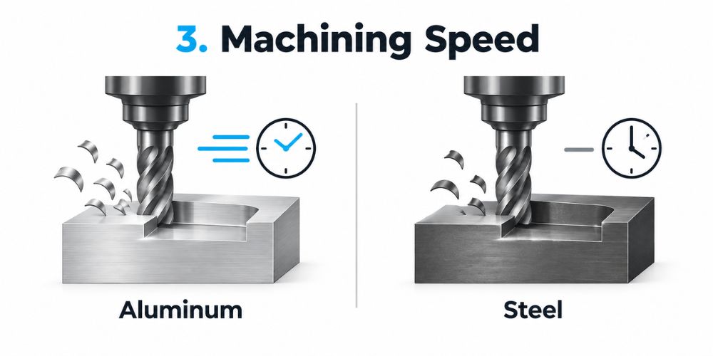 Aluminum vs Steel for CNC Machined Parts: Material, Machining and Lifecycle Cost Comparison 3 Aluminum vs Steel for CNC Machined Parts: Material, Machining and Lifecycle Cost Comparison 3