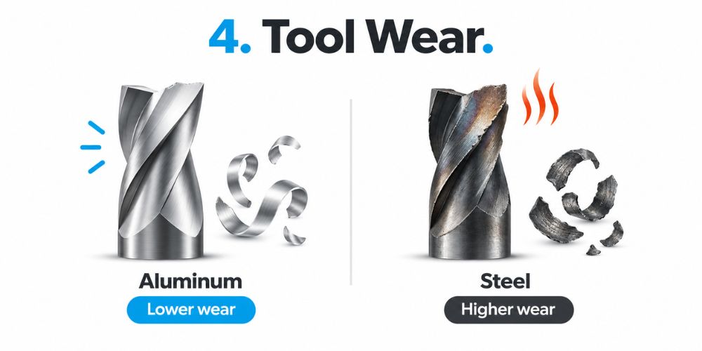 Aluminum vs Steel for CNC Machined Parts: Material, Machining and Lifecycle Cost Comparison 4 Aluminum vs Steel for CNC Machined Parts: Material, Machining and Lifecycle Cost Comparison 4