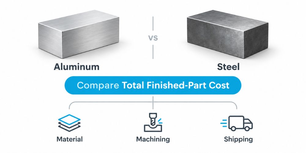 Aluminum vs Steel for CNC Machined Parts: Material, Machining and Lifecycle Cost Comparison 7 Aluminum vs Steel for CNC Machined Parts: Material, Machining and Lifecycle Cost Comparison 7
